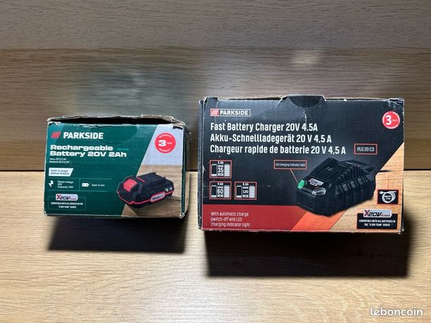 Chargeur rapide PARKSIDE 20V Batterie 20V 2Ah – Neufs