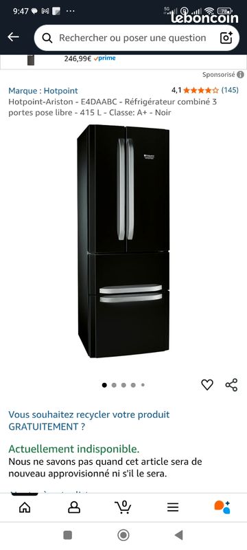 Réfrigérateur américain hotpoint (image 1)