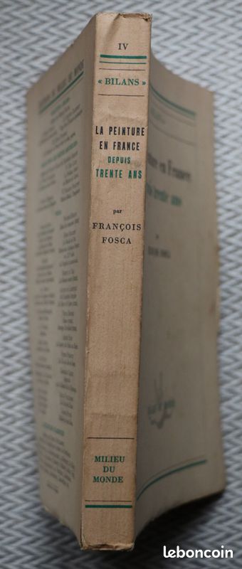"la peinture en France depuis 30 ans" de François Fosca Edt Milieu du Monde de 1948 (image 2)