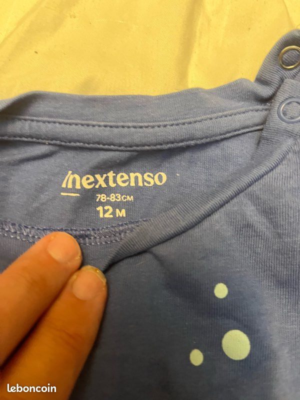 T shirt bleu manches courtes avec sous marin in extenso 12 mois garçon 100%coton (image 3)