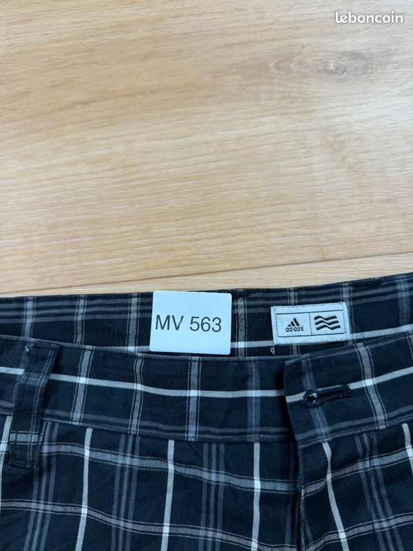 Adidas short bermuda à carreaux noir homme taille W32 légère imperfection MV563 (image 5)
