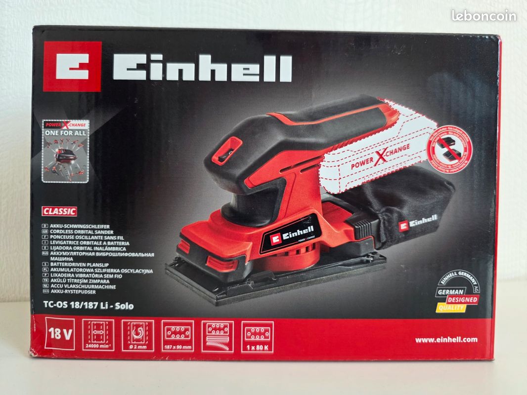 Ponceuse Vibrante Sans Fil Einhell TE-OS 18/230 Li - 18V, Sac à Poussière, Abrasifs Inclus