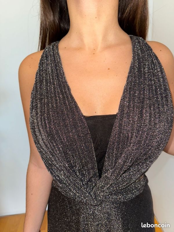 Robe de soirée grise pailletée taille 36-38 (image 3)