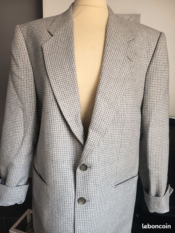 Blazer à carreaux tons gris en laine vintage taille 38 (image 4)