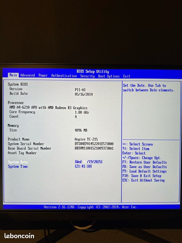A4 6210 Amd A4 Gpu PC De Bureau ACER ASPIRE TC-215 – AMD A4