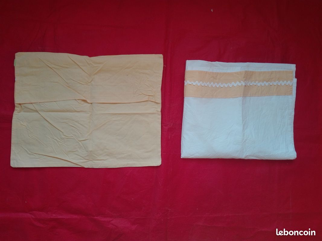 Ensemble litterie drap + housse taie d'oreiller bebe jaune orangé et blanc (image 5)