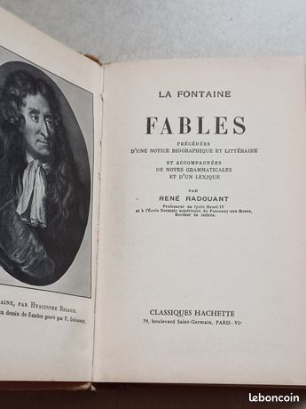 FABLES DE LA Fontaine par R. Radouant. Hachette 1929. EUR 19,99 - FR