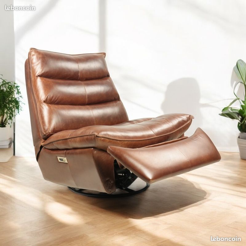 Fauteuil Rocking-chair Relax électrique en cuir - Decoduweb (image 1)