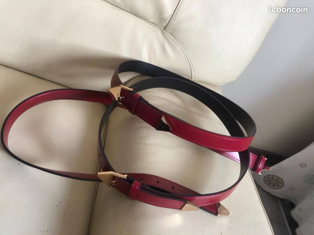 Ceinture class en cuir - Couleur rouge - Fin de série Galérie LaFayette (image 4)
