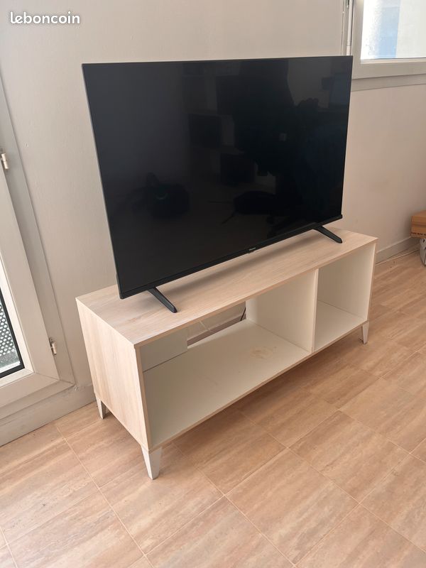 Meuble télé bois/blanc (image 1)