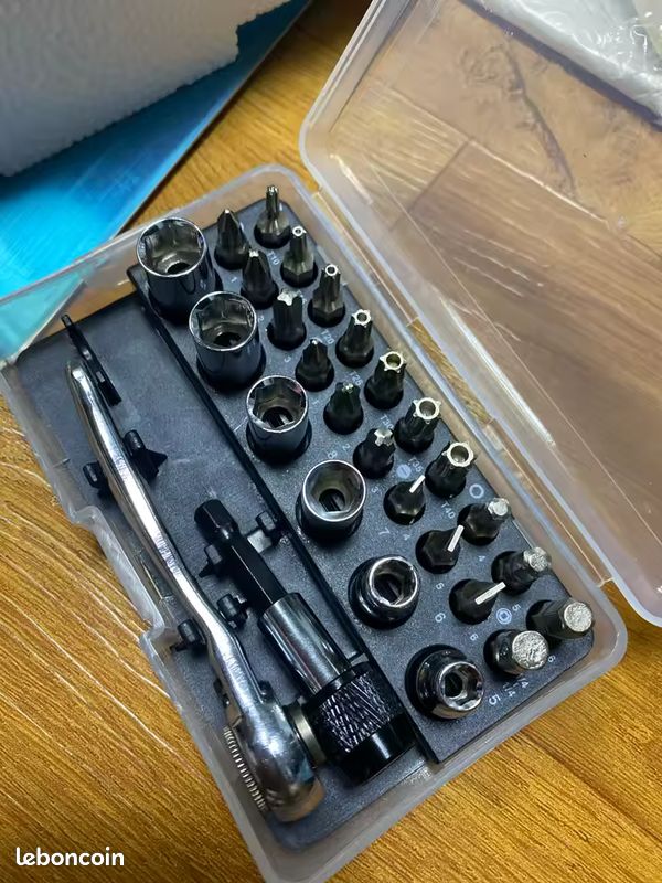 Kit Mini Clé à Cliquet 28 En 1 - 1/4", 72 Dents, Avec Douilles Hex, Embouts Tournevis, Boîte De Rangement, Pour Réparation Précise