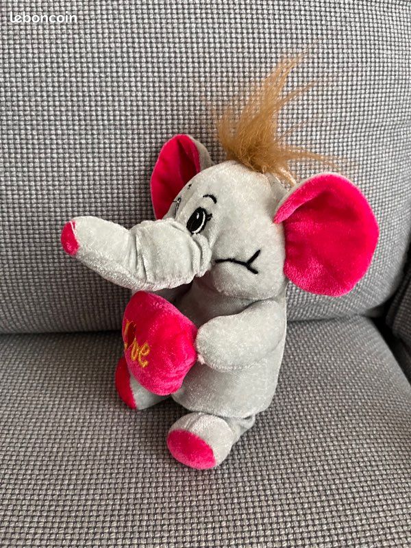 Peluche éléphant love coeur (image 3)