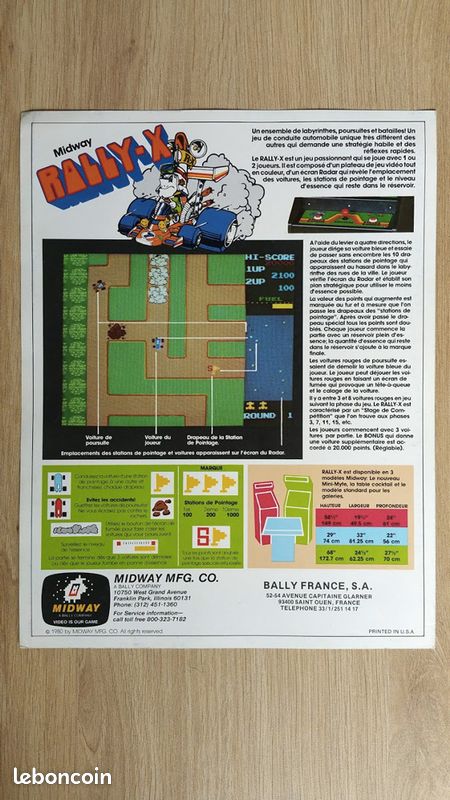 Pub. Du Jeu de Parcours "Rally-X" de la marque MIDWAY (image 2)