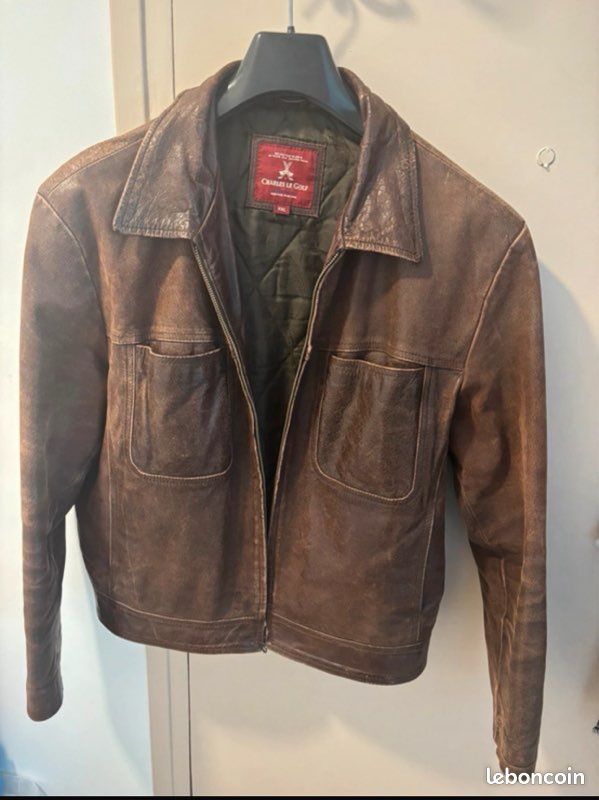 Blouson vintage Charles Le Golf – cuir de buffle – XXL – marron (image 1)