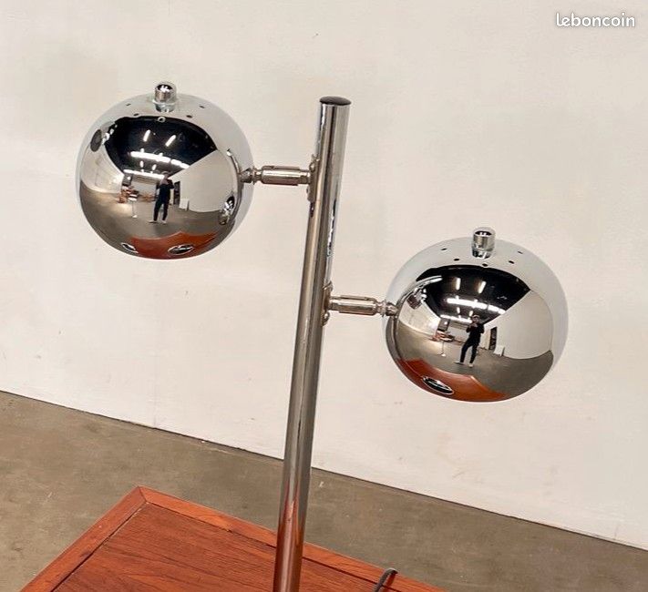 Spot Luminaire Space Age Années 1970 – Métal Chromé, Ampoule E27 – Vintage Fonctionnel