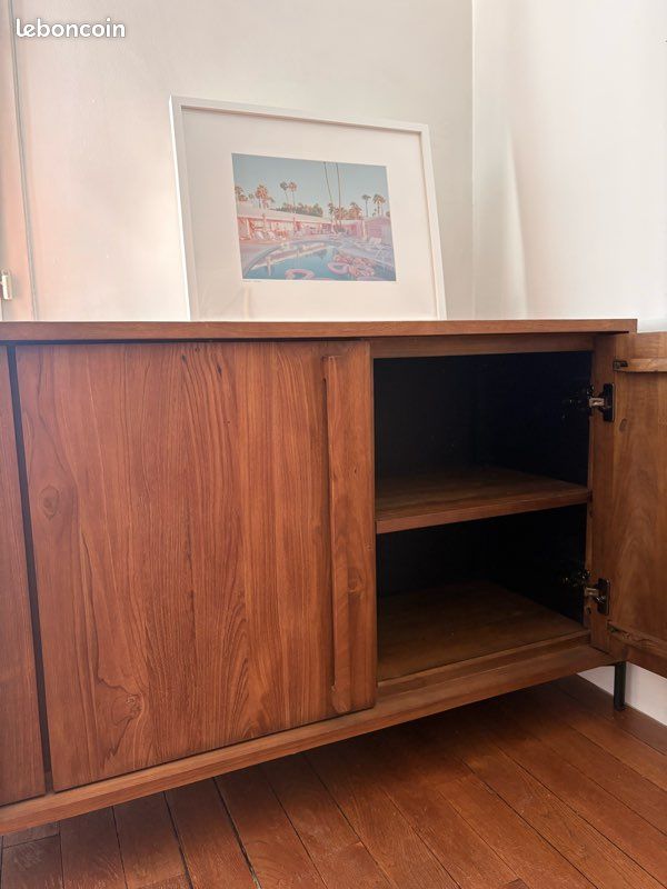 Enfilade en tek massif et piètement en métal (image 6)
