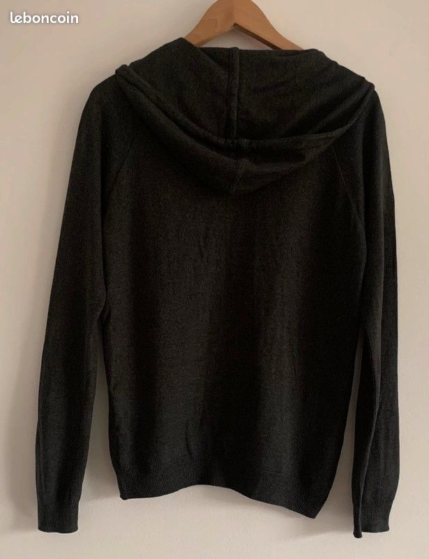 Pull gris fin à capuche Jules Taille S (image 2)