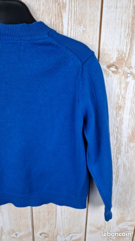 Pull Garçon Lily & Dan, Coton Bleu, Manches Longues, Taille 6-7 Ans