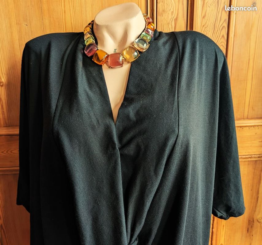 Tunic Femme Grande Taille 58/60 - Noir, Motif Géométrique, Neuf Avec étiquettes, Made In France