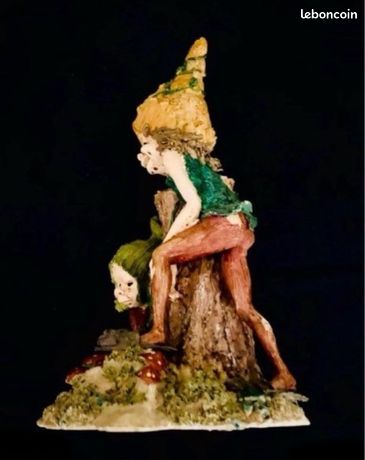 Grand Décor Troll Pixies 40 Cm - Champignons - Figurine Vintage David Enterprise Anthony Fisher