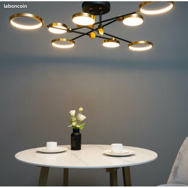 Kosilum grand plafonnier led noir et doré bras entrecroisés - tolani (image 2)