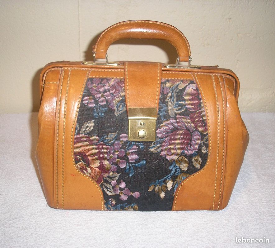 Sac à main en cuir vintage année 50 TBE (soc95) Accessoires