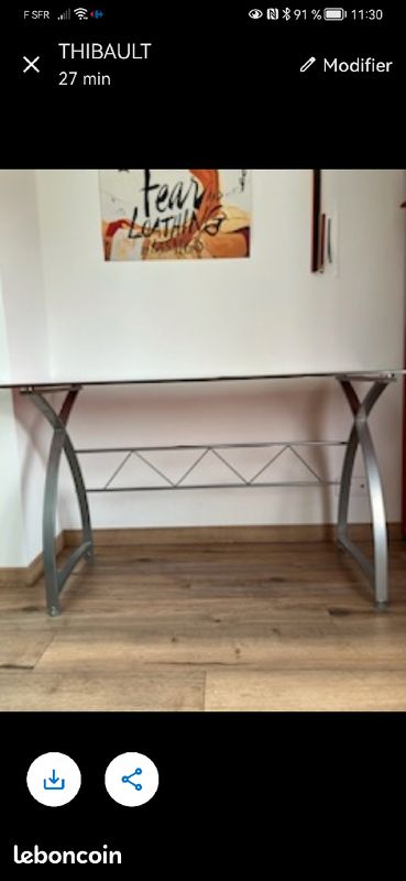 Bureau verre et son fauteuil (image 4)