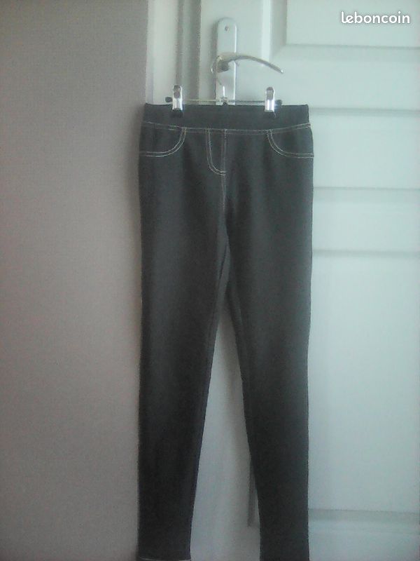 Pantalon effet jean noir fille 12 ans (image 1)