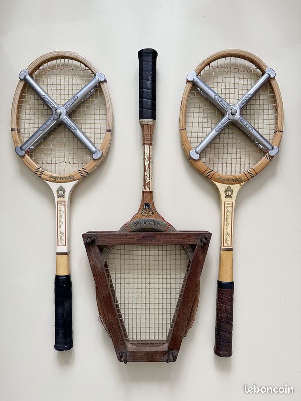 Ancien Presse Raquette Double En Bois Pour Tennis - Vintage