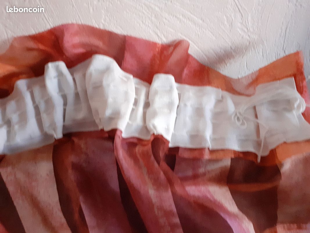 3 Rideaux rayés rose orange (image 2)