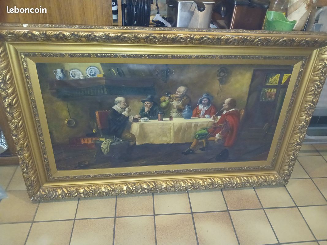 Très grand tableau ancien bois doré 1m50 x 89cm - (image 1)