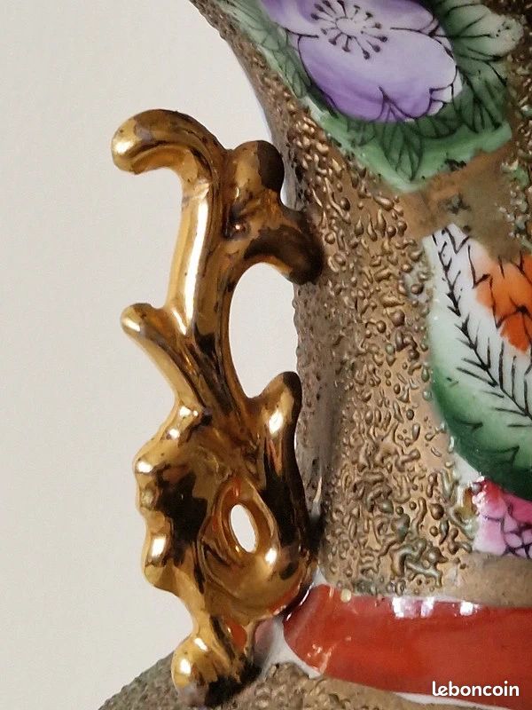 Vase Vintage à Balustre Cloisonné - Inspiration Asiatique, Motifs floraux & dorés (image 4)