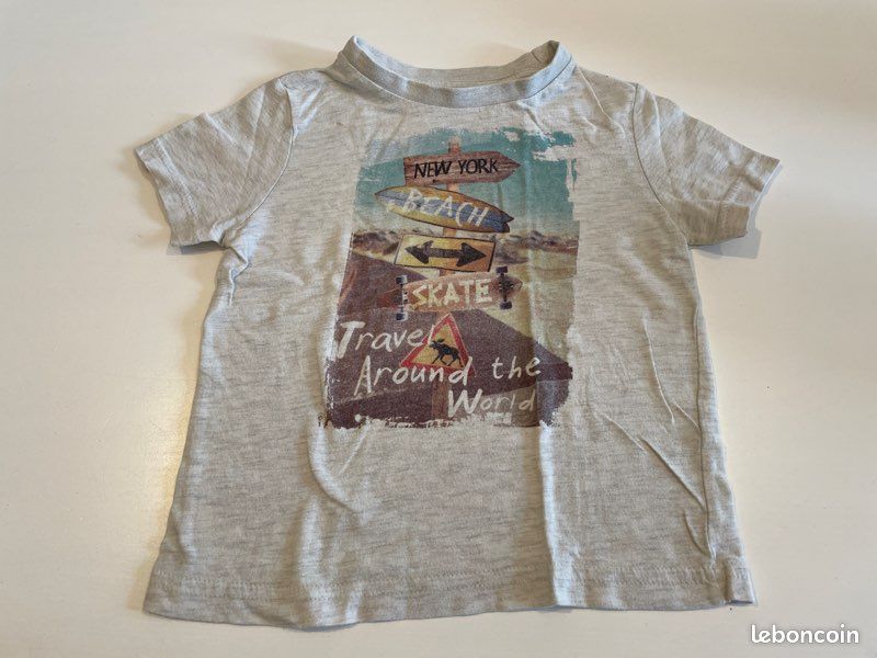 T-shirt fille marine 100% coton 4-5 ans TEX à Prix