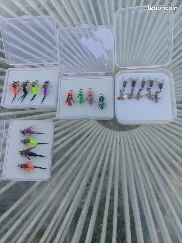 Boîte De Pêche à La Mouche Vintage Danemark + 55 Mouches Streamer Nouées Main - Flotte