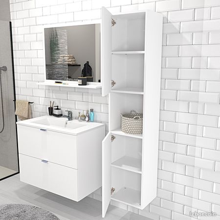 Colonne sdb neuve 2 portes + 1 niche / blanc (image 2)