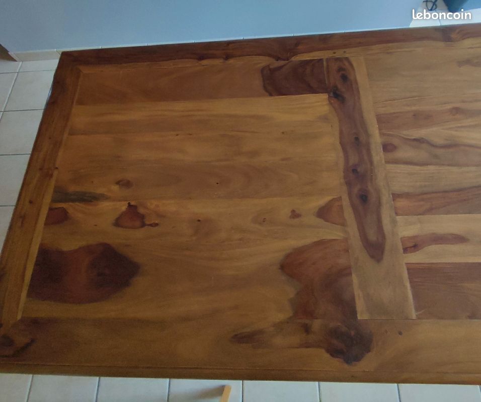Table bois de palissandre et fer forgé (image 2)