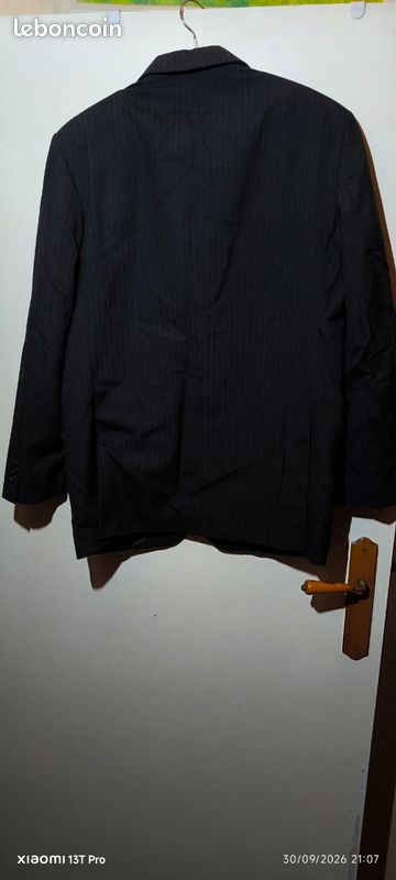 Veste costume homme T52 gris foncé petite rayure (image 5)