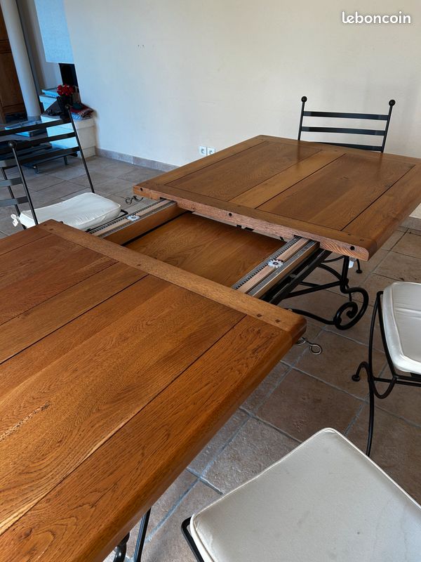 Table salle à manger chêne massif 2M(extensible 2,5M) + 6 chaises (image 5)