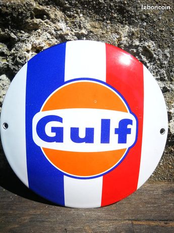 plaque gulf 60cm logo année 60 tole deco garage pub usa