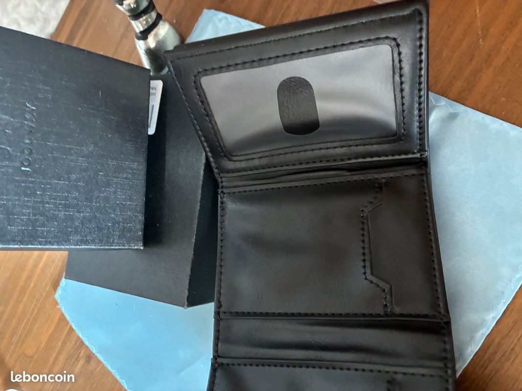 Porte feuille porte cartes pour hommes en cuir noir JOODWAY (image 4)