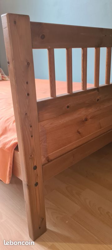 Lit simple 90X200 pin massif IKEA collection Hemnes ton naturel (image 2)