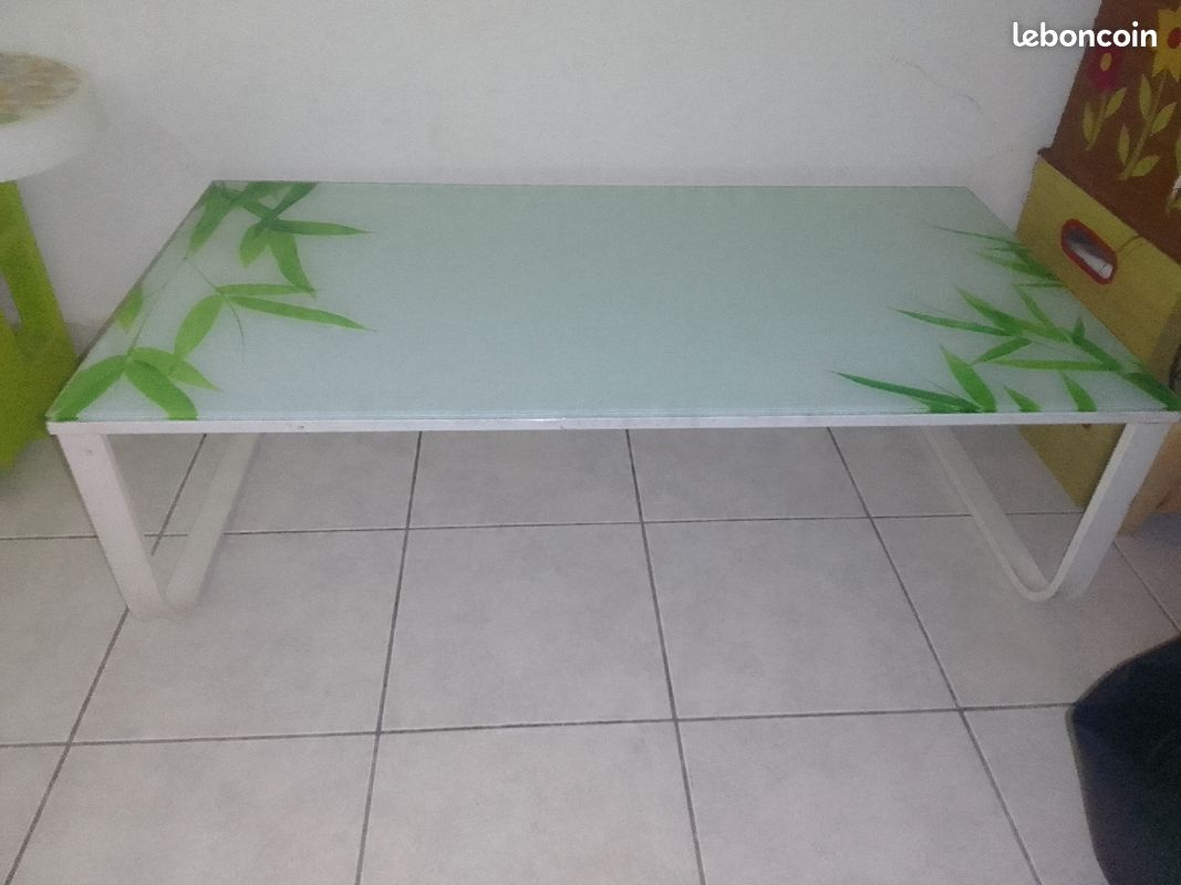 Table en verre motif bambou (image 2)