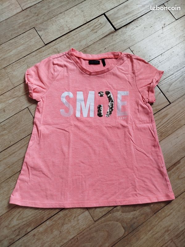 T-shirt fluo en molleton Femme - Corail