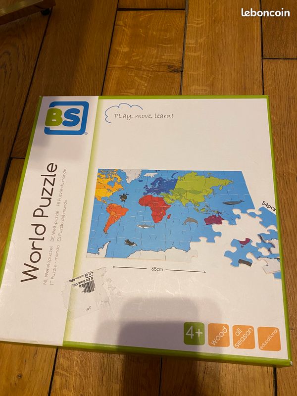 Puzzle en bois map monde (image 1)