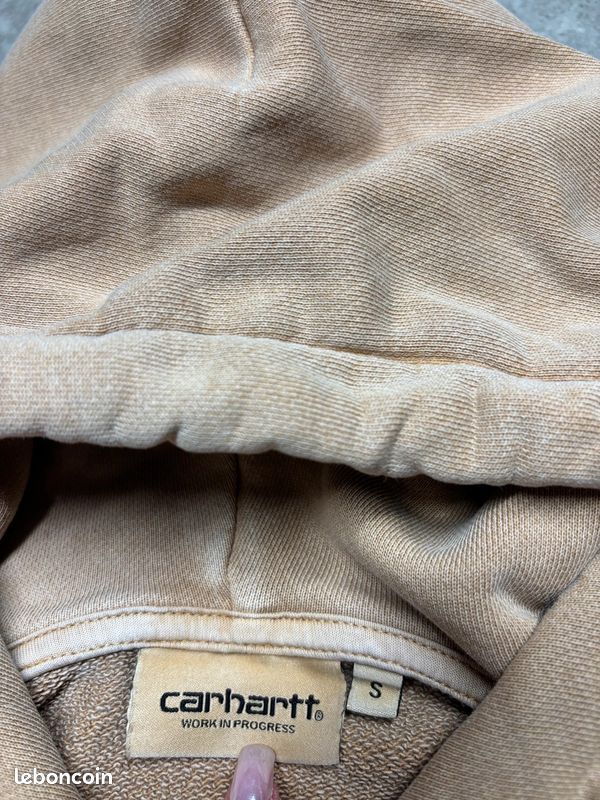 Pull à capuche Carhartt W' Hooded Nelson Sweatshirt marron / beige / camel logo brodé | Taille S (image 5)
