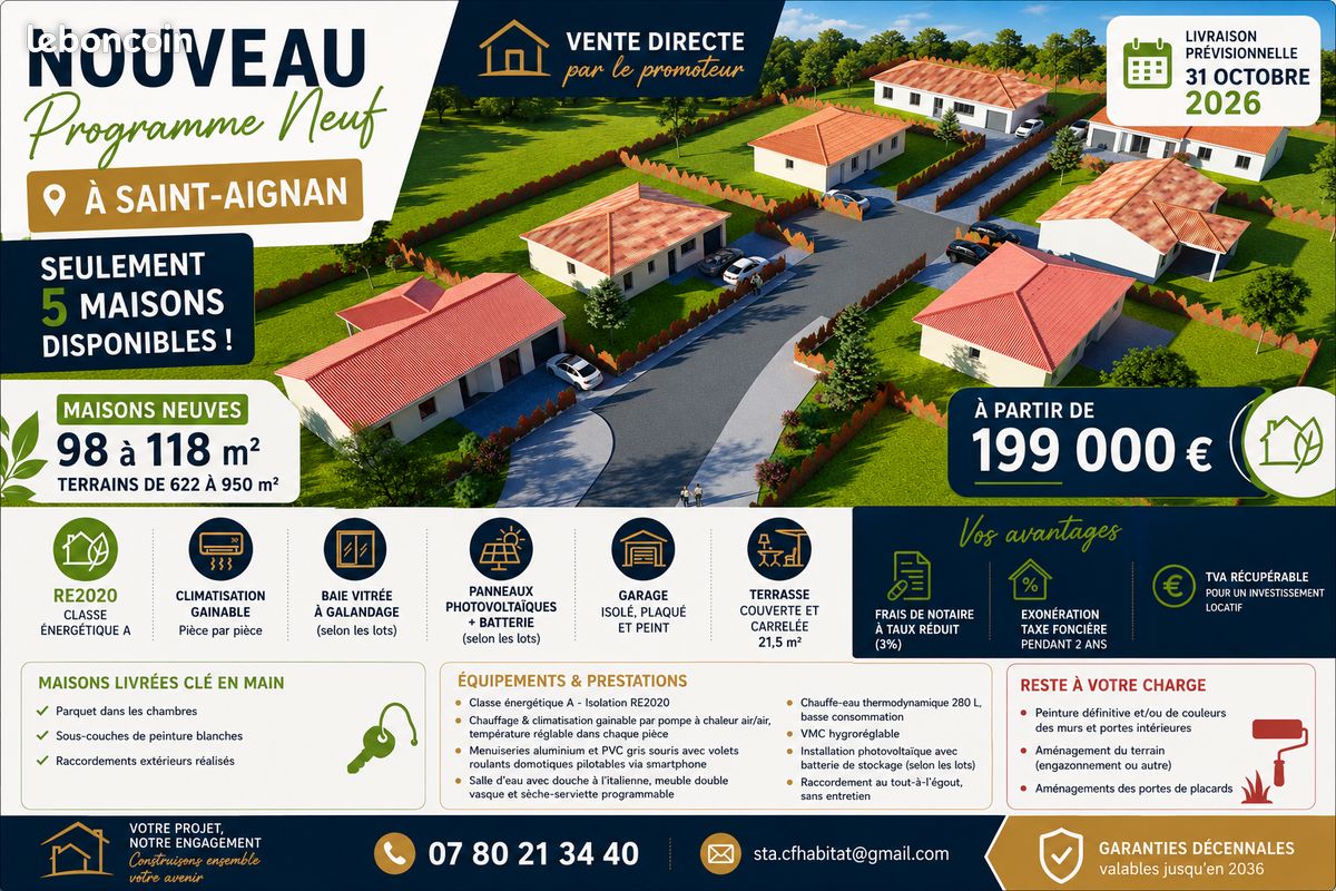 Maison 5 pièces 116 m² · à Saint-Aignan · 116 m² · 199 000 €