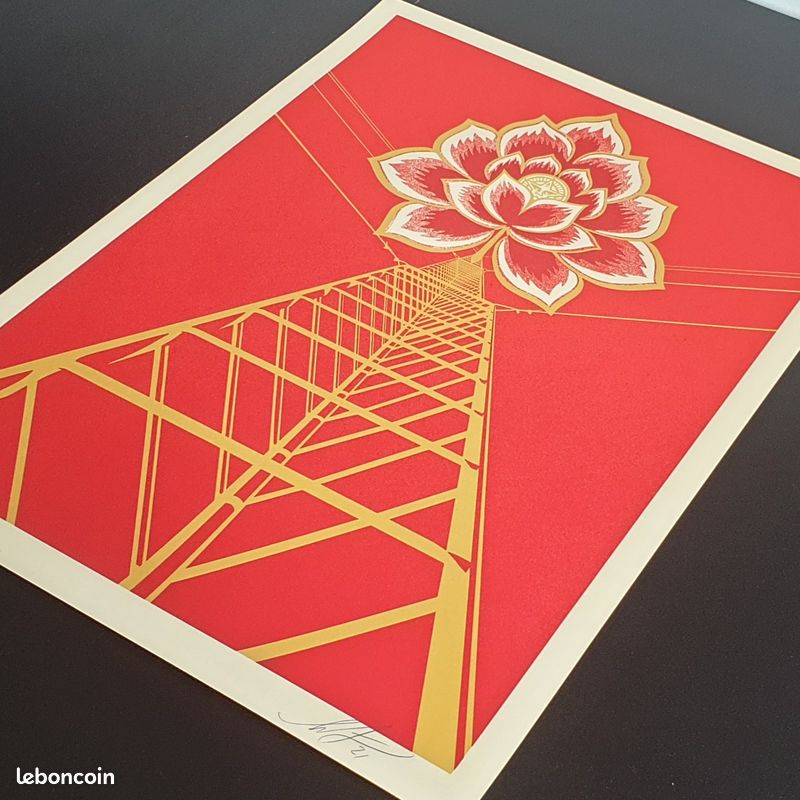Shepard Fairey (OBEY) - Affiche Edition Limitée à 375ex. - Flower Power Red - 2021 (image 6)