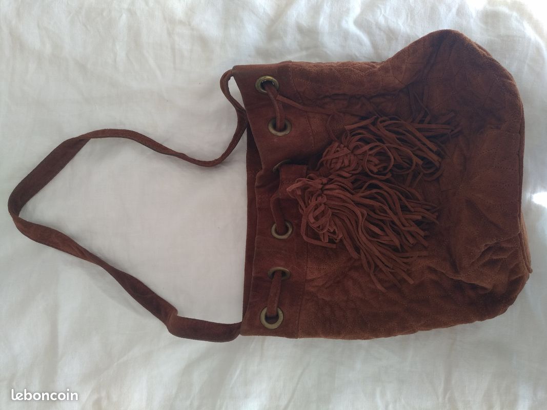 Sac à main Tossi cuir nubuck marron (image 2)