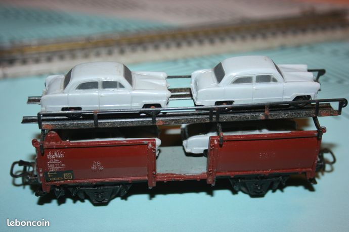 Märklin HO 4612 - Wagon Porte-autos DB + 2 Voitures (Métal, Vintage, Allemagne)
