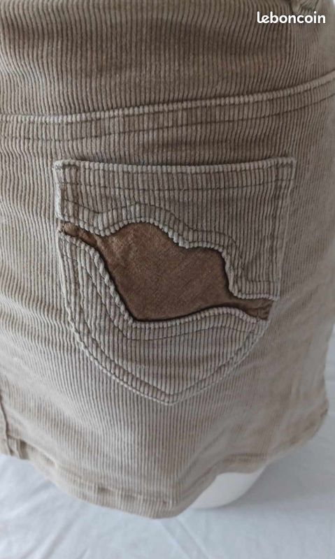 AGI-jupe30 - mini-jupe velours beige T34 ou 16 ans (image 3)